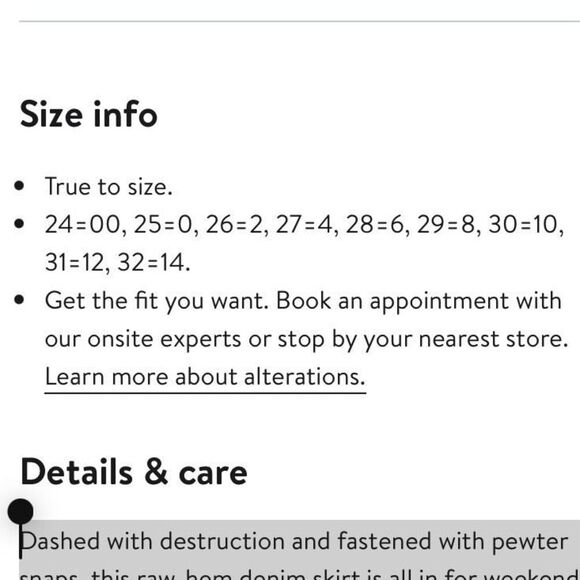 Etica Sophia Distressed Raw Hem Blue Denim Skirt Short Snap Front Women’s S - Picture 8 of 13